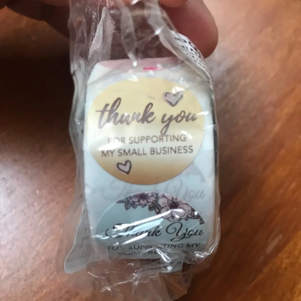 Thank You Stickers, 500 pieces, waterproof labels, 1” x 2.5 cm New